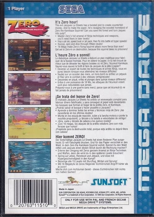Zero - The Kamikaze Squirrel - Sega Mega Drive (B Grade) (Genbrug)